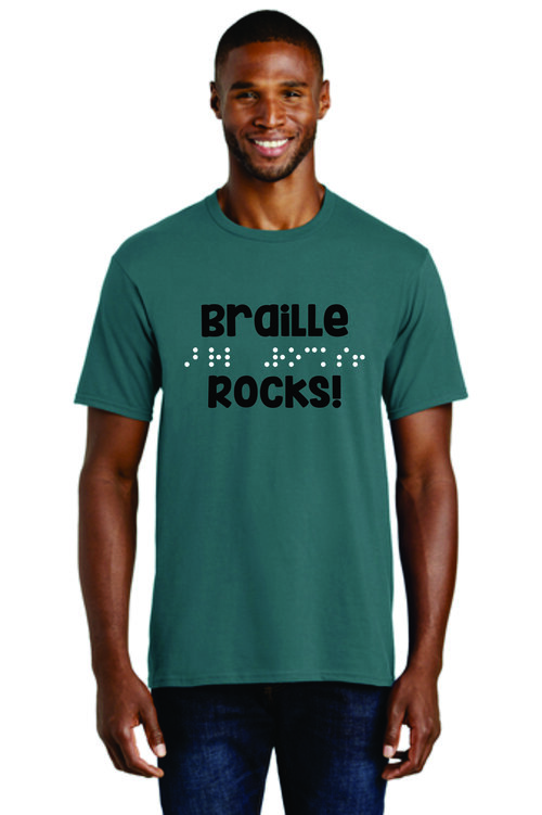 Marine Green Braille Rocks T-Shirt