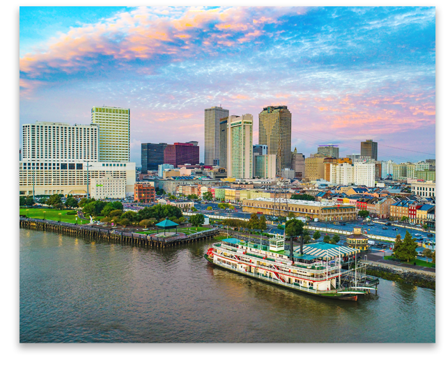 A view of the skyline of New Orleans, Louisiana.