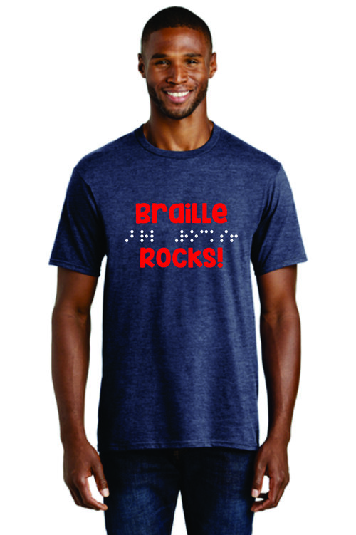 Heather Navy Braille Rocks T-Shirt